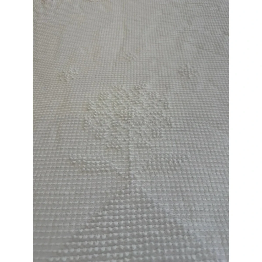 VTG!  Morgan Jones White Chenille Hobnail Floral‎ Bedspread Fringe Queen READ!!